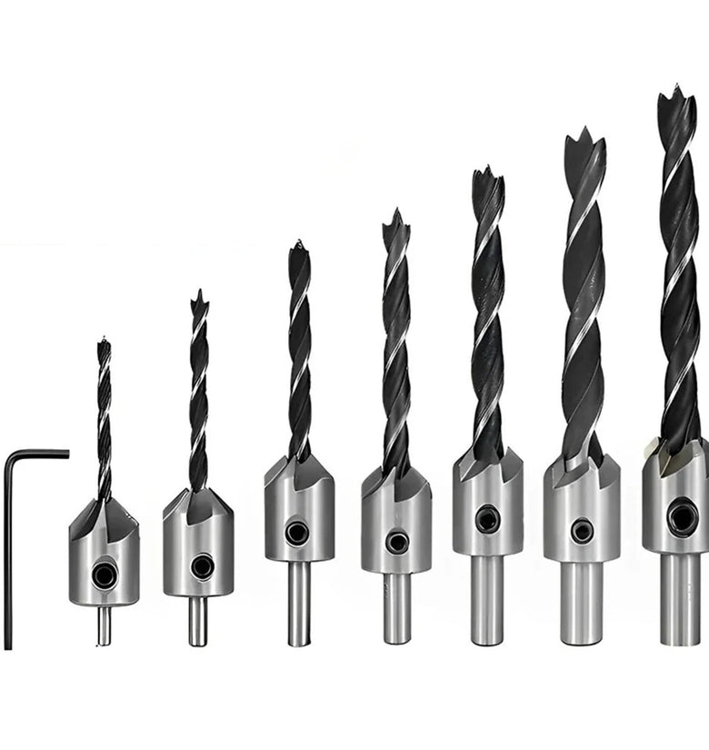 5/8PCS Countersink Drill Bit Set HSS4241 Titanium Coated 90 Chamfer 3-10mm Round Handle High-Speed Steel for Wood Metal Plastic