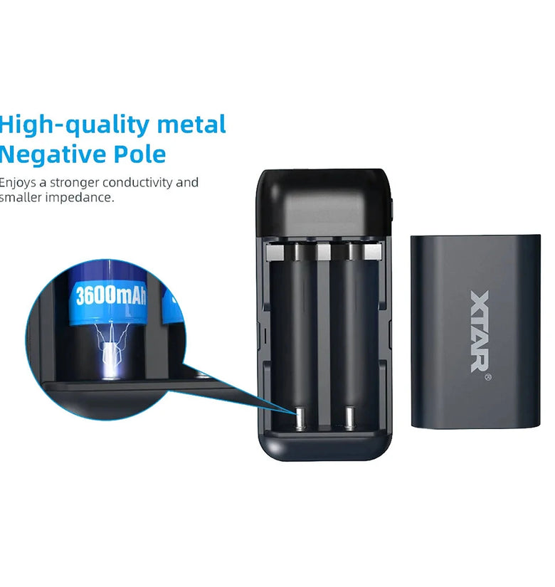 XTAR PB2SL QC3.0 Fast Charger Battery Charger 18650 21700 20700 Rechargable Li-ion Batteries DIY Power Bank Function