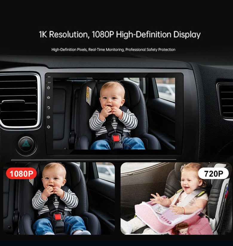 Car Baby Camera for Child Monitoring 1080P Night Vision HD with 2 in 1 Wireless CarPlay Android Auto Adapter