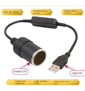 5V 2A USB To 12V Car Connection Cable Socket USB Male to Female Car Connection Cable Adapter Converter Fo Electronic Driving Recorder