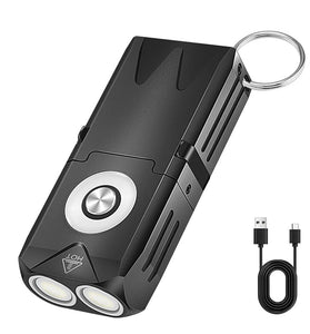SEEKNITE EV15 650 Lumens Portable Outdoor Emergency Magnetic EDC Flashlight - White Light + RGB Aluminum Alloy Keychain Light with Type-C Rechargeable LED Keychain Light