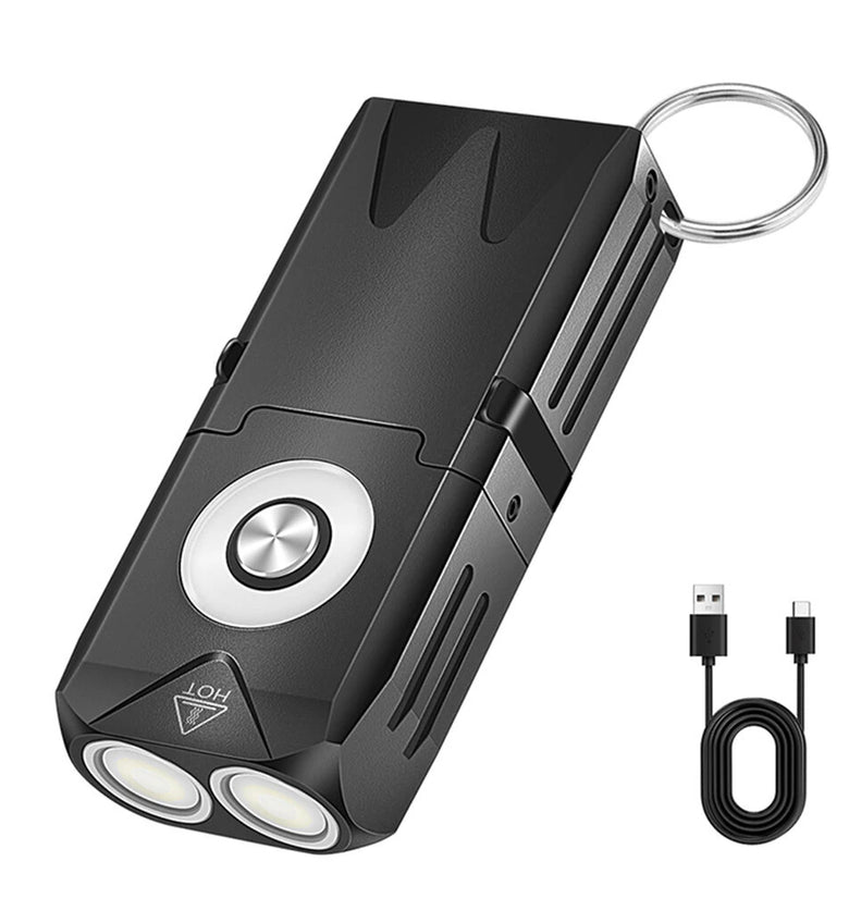 SEEKNITE EV15 650 Lumens Portable Outdoor Emergency Magnetic EDC Flashlight - White Light + RGB Aluminum Alloy Keychain Light with Type-C Rechargeable LED Keychain Light