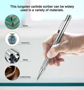 2PCS Tungsten Carbide Scriber with Magnet Engraving Pens with 10 Replacement Marking Tips for Glass/Ceramics/Metal Sheet