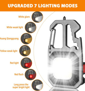 Mini LED Flashlight Work Light Portable Pocket Flashlight Keychains USB Rechargeable for Outdoor Camping Small Light Corkscrew