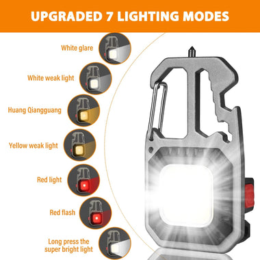 Mini LED Flashlight Work Light Portable Pocket Flashlight Keychains USB Rechargeable for Outdoor Camping Small Light Corkscrew