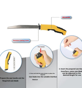 6-in-1 Multifunctional Reciprocating Saw Ergonomic ABS Handle Interchangeable Blades for Wood Metal PVC Cutting Adjustable Length Portable Tool