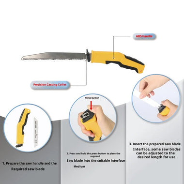 6-in-1 Multifunctional Reciprocating Saw Ergonomic ABS Handle Interchangeable Blades for Wood Metal PVC Cutting Adjustable Length Portable Tool