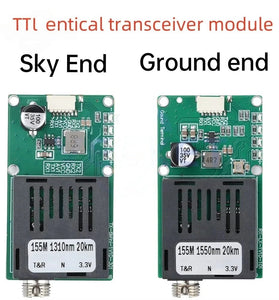 Sky/Ground TTL Optical Transceiver Module DC 5.5-26V FC RX/TX/AV/VCC/GND Interface for Drones TTL to Fiber Optic Module