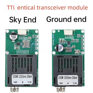 Sky/Ground TTL Optical Transceiver Module DC 5.5-26V FC RX/TX/AV/VCC/GND Interface for Drones TTL to Fiber Optic Module