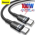 Baseus 5A 100W Type-C to Type-C Cable PD2.0 QC3.0 Fast Charging Data Transmission Copper Core Line 2M Long for iPhone 16 16 Pro 15 Pro Max 14 13 for Huawei Mate 70 Pro for Samsung Galaxy S25 Ultra