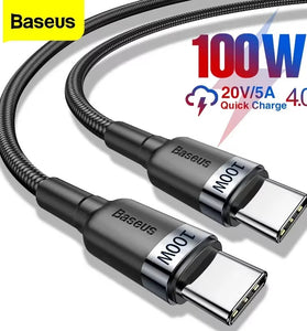 Baseus 5A 100W Type-C to Type-C Cable PD2.0 QC3.0 Fast Charging Data Transmission Copper Core Line 2M Long for iPhone 16 16 Pro 15 Pro Max 14 13 for Huawei Mate 70 Pro for Samsung Galaxy S25 Ultra