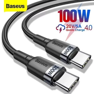 Baseus 5A 100W Type-C to Type-C Cable PD2.0 QC3.0 Fast Charging Data Transmission Copper Core Line 2M Long for iPhone 16 16 Pro 15 Pro Max 14 13 for Huawei Mate 70 Pro for Samsung Galaxy S25 Ultra