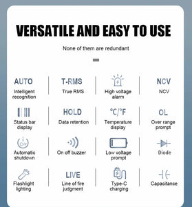 Victor 925 Digital Multimeter Full Screen 10000 Counts LCD Display NCV Diode 500mAh Lithlum Battery Frequence New Smart Tester