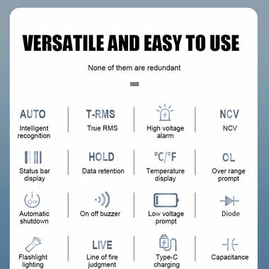 Victor 925 Digital Multimeter Full Screen 10000 Counts LCD Display NCV Diode 500mAh Lithlum Battery Frequence New Smart Tester