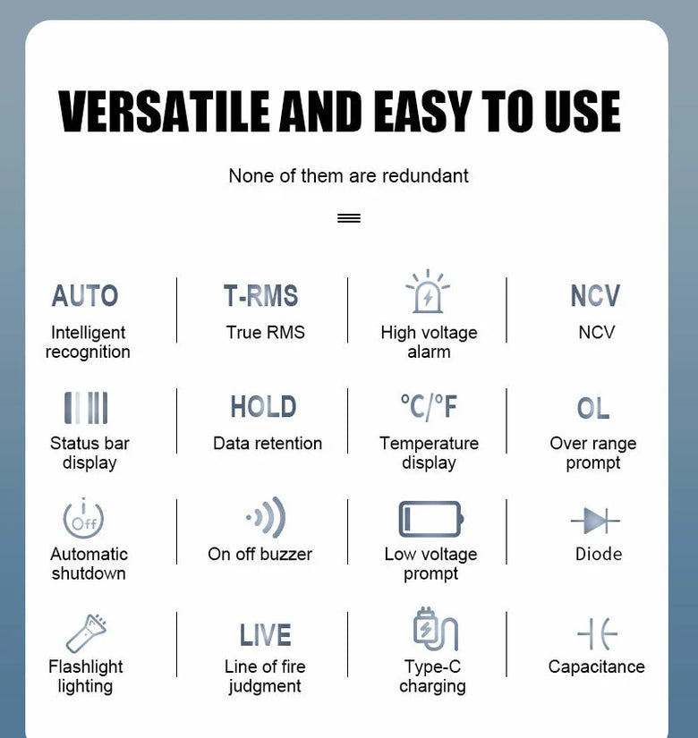 Victor 925 Digital Multimeter Full Screen 10000 Counts LCD Display NCV Diode 500mAh Lithlum Battery Frequence New Smart Tester