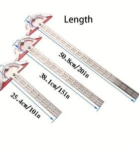 1PCS Woodworking Edge Ruler Protractor Angle Detector Vernier Caliper Measuring Tool Woodworking Tools 10inch/15inch/20inch