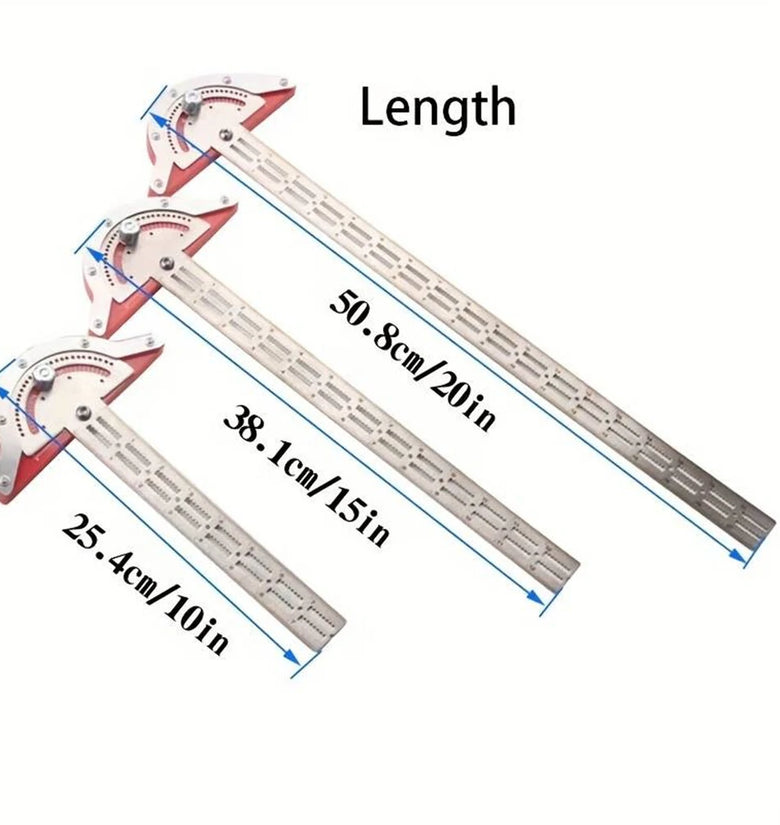 1PCS Woodworking Edge Ruler Protractor Angle Detector Vernier Caliper Measuring Tool Woodworking Tools 10inch/15inch/20inch