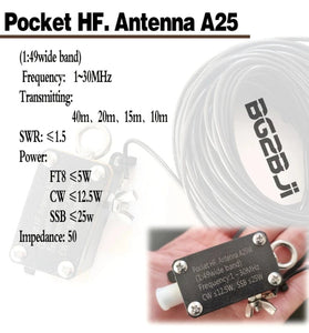 Upgraded Pocket Antenna A25 1-30MHz Shortwave Antenna Radio Inverted V Antenna Shortwave Antenna N0HF