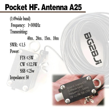 Upgraded Pocket Antenna A25 1-30MHz Shortwave Antenna Radio Inverted V Antenna Shortwave Antenna N0HF