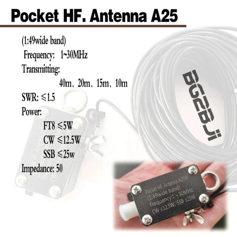Upgraded Pocket Antenna A25 1-30MHz Shortwave Antenna Radio Inverted V Antenna Shortwave Antenna N0HF