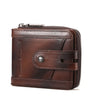 BULLCAPTAIN Genuine Leather Bifold Men Zipper Wallet RFID Blocking Mutil Card Holder Coin Purse Small Cash Clip