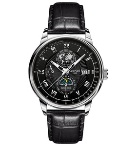 AIYISHI Men Business Luxury Quartz Watch Luminous Single Date Round Dial PU Leather Strap Watches Men's Sport Watch