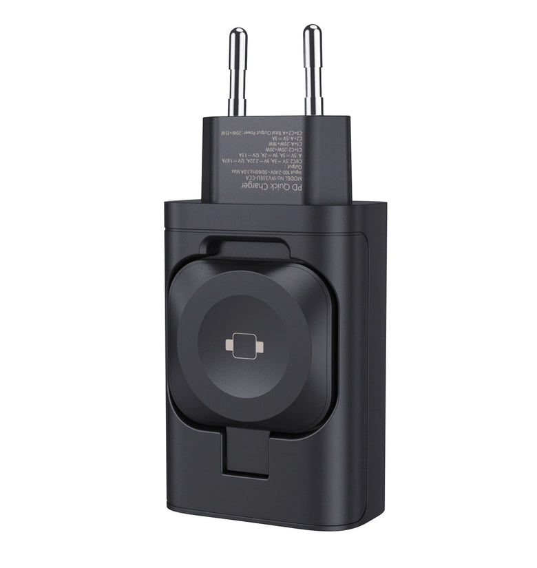 Bakeey WV33 43W 3-Port USB PD Charger with Smart Watch Wireless Charger Support QC PD Fast Charging Wall Charger Adapter EU Plug US Plug for iPhone 15 14 13 Pro for Samsung Galaxy Z Flip6 for Huawei Nova Flip for Apple Watch for Airpods