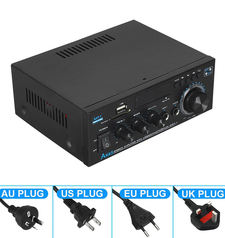 AK45 Power Amplifier bluetooth HiFi Digital Amplifier Max Power 90Wx2 Channel 2.0 Surround Sound AMP Speaker for Home Car