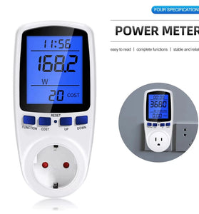 DDS108L Digital LCD Wattmeter 220V 110V AC Power Meter Backlight Electricy Consumption Energy Meter EU Plug Power Kilowatt Wattage Meter