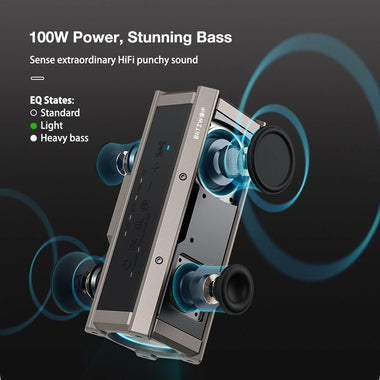 BlitzWolf BW-WA3 100W bluetooth Speaker Portable Speakers Quad Drivers Dual Diaphragm Deep Bass RGB Light TWS 5000mAh Outdoors Wireless Speaker