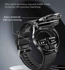 X10 1.39inch HD Screen CNC Metal Steel-feel Watch with TWS Earphones bluetooth Call Heart Rate Blood Pressure 3605 Real Blood Oxygen Monitor Sleep Monitoring NFC Function Multi-sport Modes Music Playback IP67 Waterproof Smart Watch