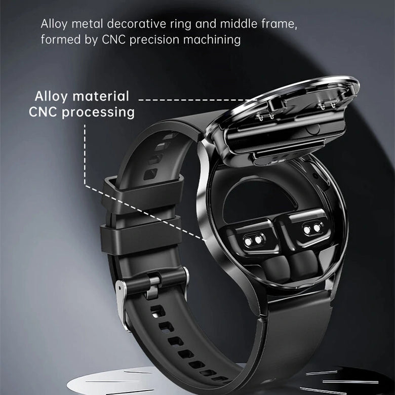 X10 1.39inch HD Screen CNC Metal Steel-feel Watch with TWS Earphones bluetooth Call Heart Rate Blood Pressure 3605 Real Blood Oxygen Monitor Sleep Monitoring NFC Function Multi-sport Modes Music Playback IP67 Waterproof Smart Watch