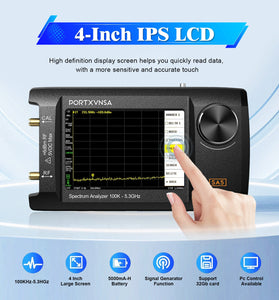 SA5 4 Inch Display Wide Frequency Range 100kHz to 6GHz RF Analyzer 5000mAh Battery Optional 32GB MicroSD High Precision Versatile Scanning