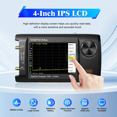 SA5 4 Inch Display Wide Frequency Range 100kHz to 6GHz RF Analyzer 5000mAh Battery Optional 32GB MicroSD High Precision Versatile Scanning