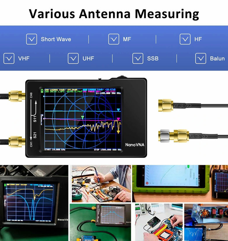 Original Hugen Version 2.8 Inch NanoVNA-H Vector Network Antenna Analyzer 10KHz-1.5GHz MF HF VHF UHF With SD Card Slot V3.6 Version spectrum analyzer