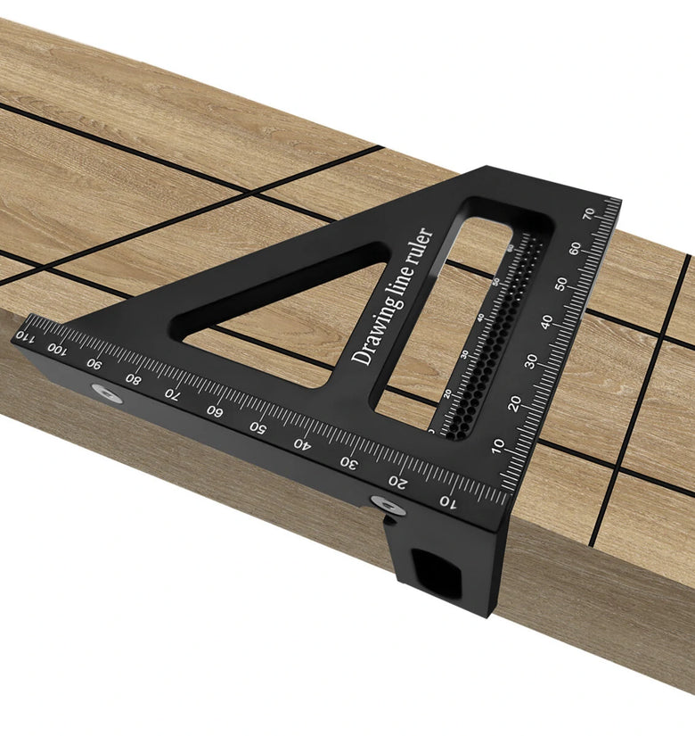 Carpenter Square Aluminum Miter Triangle Hole Ruler Woodworking Square Protractor 3D Multi Angle 45 90 Degree Layout Measuring Tool