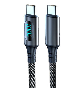 120W 6A Digital Display Type-C/USB to Type-C Fast Charging Data Transmission Cord Line 1M/2M Long For Apple15 For Xiaomi For Huawei For Oppo