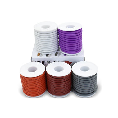 30AWG 20m/roll Super Soft Silicone Wire Heat Resistant Flexible Tinned Copper Stranded Cable DIY 5 Colors Mix Box Electirc Wire White Brown Gray Orange Purple