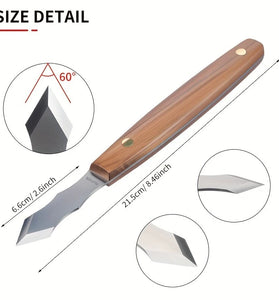 Long Neck Marking Knife Carbon Steel Blade 60 Degree Angle Solid Wood Handle Precise Cutting Professional Woodworking Tool for Joinery Cabinetmaking Furniture Making