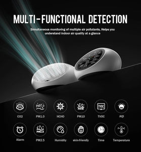 High Accuracy 10 in 1 PortableAir Quality Monitor CO2 TVOC HCHO PM2.5 PM1.0 PM10 AQI Alarm Temperature Humidity Display Dual Chip Air Quality Tester Indoor