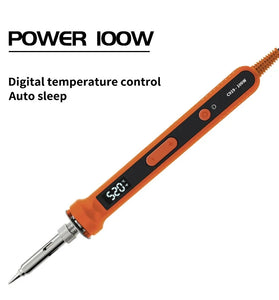 100W Digital Electric Soldering Iron Kit Set 220V Temperature Adjustable Welding Tool Ceramic Heater Soldering Tips Rework EU Plug