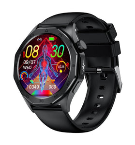 ET480 1.43inch AMOLED Display ECG Non-invasive Blood Glucose Blood Composition Measurement BMI Boby Fat bluetooth Call Heart Rate Blood Pressure Blood Oxygen Monitor Sleep Monitoring Women's Health Multi-sport Modes IP68 Waterproof Smart Watch