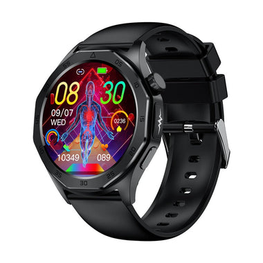 ET480 1.43inch AMOLED Display ECG Non-invasive Blood Glucose Blood Composition Measurement BMI Boby Fat bluetooth Call Heart Rate Blood Pressure Blood Oxygen Monitor Sleep Monitoring Women's Health Multi-sport Modes IP68 Waterproof Smart Watch