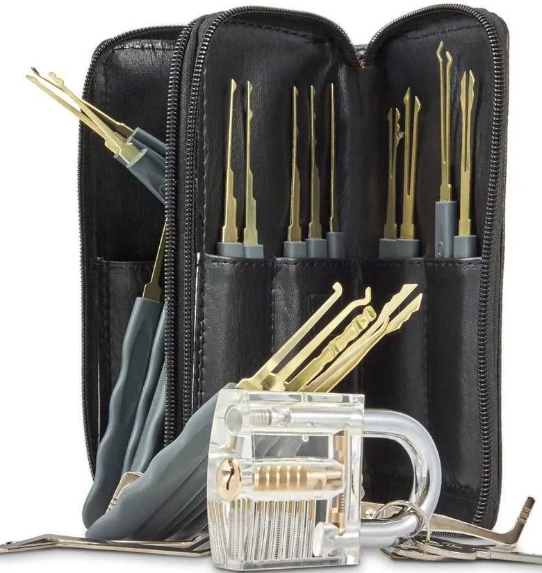 DANIU 24pcs Single Hook Lock Pick Set with 1Pc Transparent Lock Locksmith Practice Training Skill Set