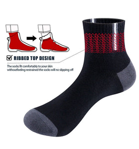 YUEDGE 5pcs Men Casual Sports Cotton Socks, Thickened Sweat-absorbent Breathable Short Socks