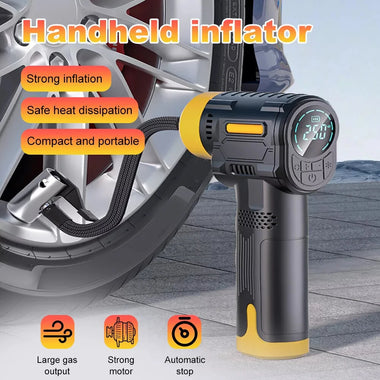 60W Handheld Portable Air Pump With Intelligent Digital Display Stop When Full Spiral Pressure Gathering Rapid Inflation With LED Lighting