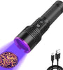 4 Core LED High Power 365NM UV Flashlight Powerful LED Ultraviolet Lamp Type-C USB Rechargeable Black Mirror Purple Light Detecting Torch