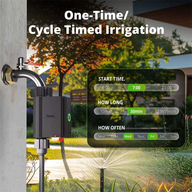 SONOFF SWV Zigbee3.0 Smart Water Valve Smart Timing Irrigation Switch Track 6-month Historical Data Support Open-source Platforms Voice Control Works with Alexa Google Home