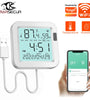 Smarsecur Smart Wifi Temperature and Humidity Sensor with Real Time Monitoring, Adjustable Temperature Modes Remote Access Energy Efficient Anti-Tamper Design Works with Smartphone Ideal for Home Climate Control