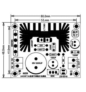 LM317T LM338T LT1083CP Adjustable DC Power Supply Board 1.5V-30V 1.5A 5A 7A AC DC Input LED Indicator